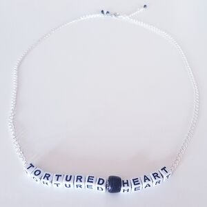 Tortured Heart Necklace Hand Crafted Black and White